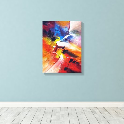 Kleurrijke moderne Abstracte expressionistische st Canvas Afdruk (Insitu (Houten vloer))