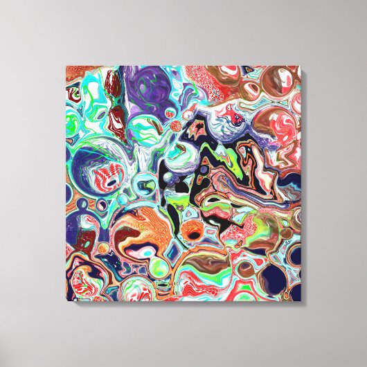 Kleurrijke moderne Abstracte Fluid Art Canvas Afdruk (Voorkant)