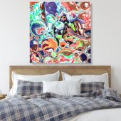 Kleurrijke moderne Abstracte Fluid Art Canvas Afdruk (Insitu (Slaapkamer))