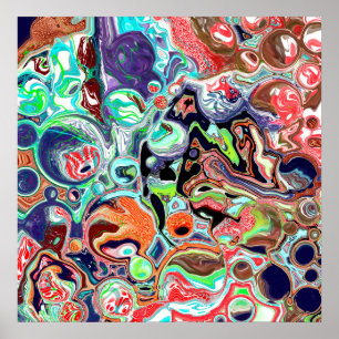 Kleurrijke moderne Abstracte Fluid Art Poster