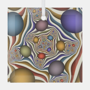 Kleurrijke, moderne Abstracte fractale kunst omhoo Glas Ornament