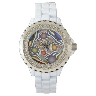 Kleurrijke, moderne Abstracte fractale kunst omhoo Horloge