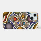 Kleurrijke, moderne Abstracte fractale kunst omhoo iPhone 15 Hoesje (Achterkant horizontaal)