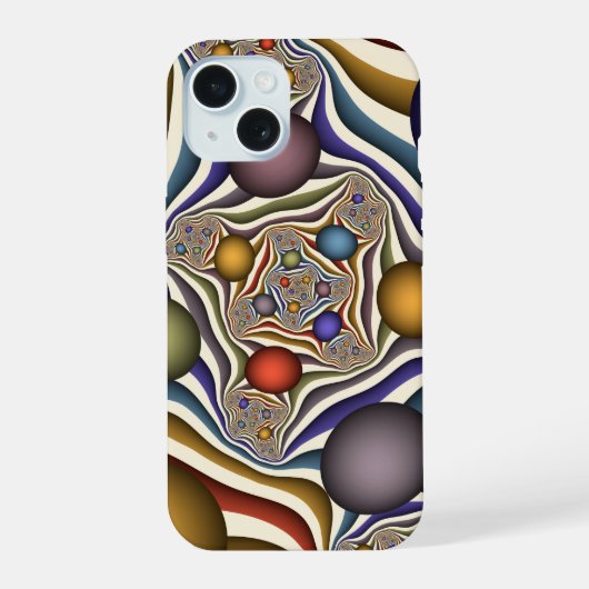 Kleurrijke, moderne Abstracte fractale kunst omhoo iPhone 15 Hoesje (Achterkant)