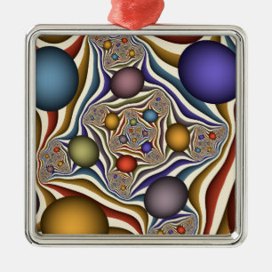 Kleurrijke, moderne Abstracte fractale kunst omhoo Metalen Ornament