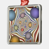 Kleurrijke, moderne Abstracte fractale kunst omhoo Metalen Ornament (Links)