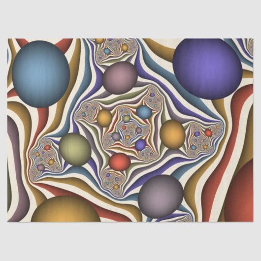 Kleurrijke, moderne Abstracte fractale kunst omhoo Tissuepapier (Voorkant)