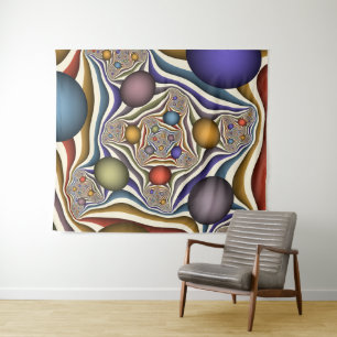Kleurrijke, moderne Abstracte fractale kunst omhoo Wandkleed
