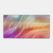 Kleurrijke moderne Abstracte golf gepersonaliseerd Bureaumat (Voorkant)