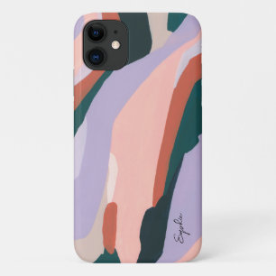 Kleurrijke Moderne Abstracte Kunst Aangepaste Naam iPhone 11 Hoesje