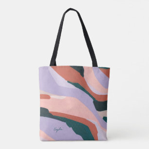 Kleurrijke Moderne Abstracte Kunst Aangepaste Naam Draagtas