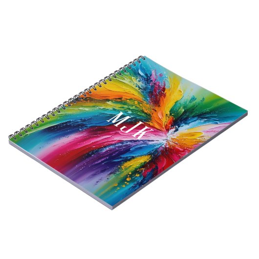 Kleurrijke moderne Abstracte kunst gepersonaliseer Notitieboek (Linkerzijde)