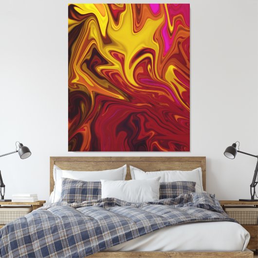 Kleurrijke moderne Abstracte kunst | pasteloliesca Canvas Afdruk (Insitu (Slaapkamer))