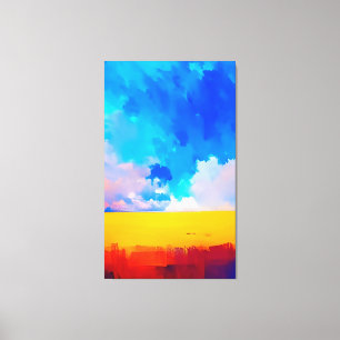 Kleurrijke moderne Abstracte landschapsschilderkun Canvas Afdruk
