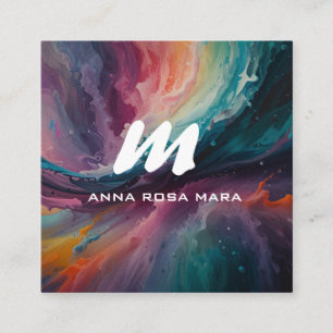 *~* Kleurrijke moderne Abstracte QR vet AP93 Vierkante Visitekaartje