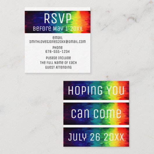 Kleurrijke moderne abstracte regenboog RSVP-enclos Informatiekaartje (Voorkant / Achterkant)