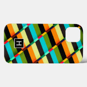 Kleurrijke Moderne Abstracte Strepen & Monogram Case-Mate iPhone Case (Achterkant (horizontaal))