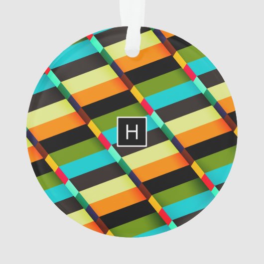 Kleurrijke Moderne Abstracte Strepen & Monogram Ornament (achterkant)