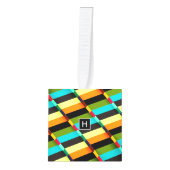 Kleurrijke Moderne Abstracte Strepen & Monogram Ornament (Voorkant)