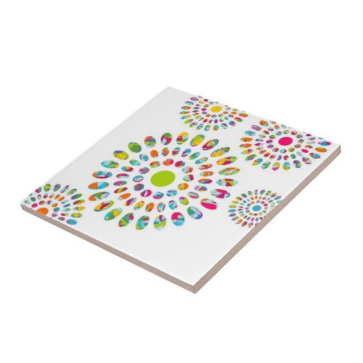 Kleurrijke moderne abstracte zonnebloemen tegeltje (Zijkant)