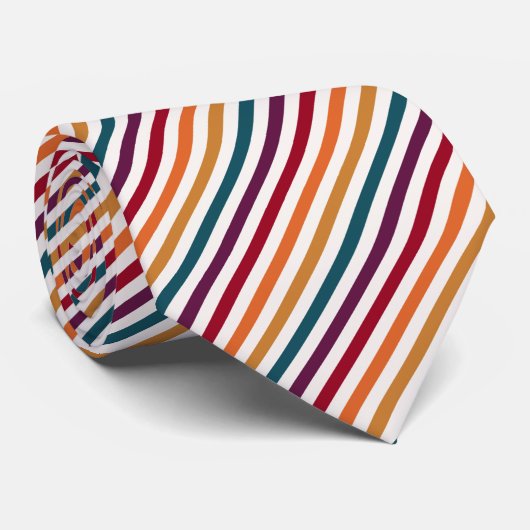 Kleurrijke Moderne Autum Herfst Stripe Pattern Str Stropdas (Opgerold)