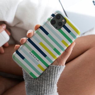 Kleurrijke moderne blauwgroene turkooisstripes Case-Mate iPhone 14 pro hoesje