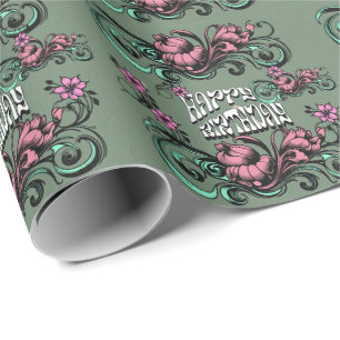 KLEURRIJKE MODERNE BLOEM CADOCHTER ZUSTER MOM CADEAUPAPIER