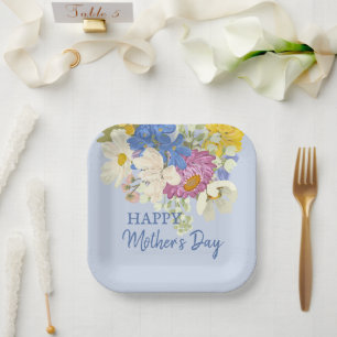 Kleurrijke moderne bloemen Moederdag Papieren Bordje