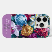 Kleurrijke moderne bloemen monogram iPhone case (Achterkant (horizontaal))