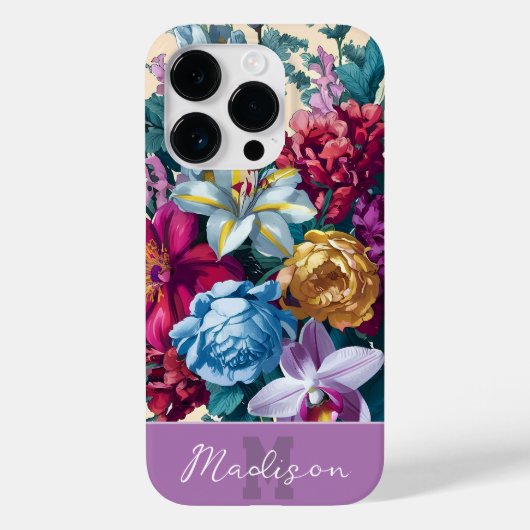 Kleurrijke moderne bloemindeling Case-Mate iPhone case (Achterkant)
