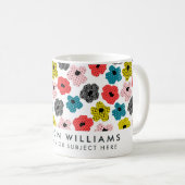 Kleurrijke moderne bloemmotief aangepaste naam Mok (Voorkant rechts)