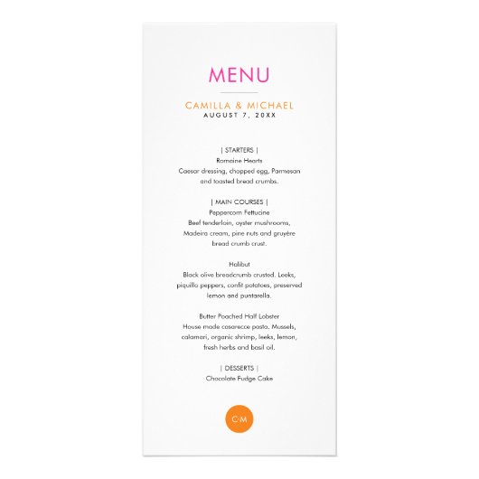 Kleurrijke moderne bruiloft verticale menu Kaarten (Voorkant)