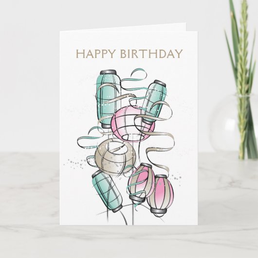 Kleurrijke & Moderne Chinese Lantaarns & Lint (Voorkant)