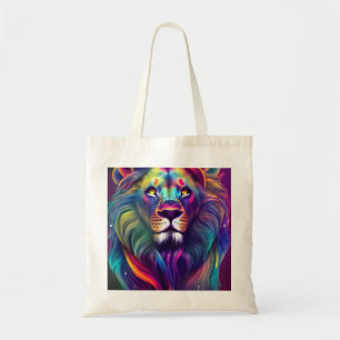 Kleurrijke moderne digitale kunst Majestueuze Leeu Tote Bag