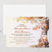 Kleurrijke moderne eikenboom bruiloft uitnodiginge kaart (Voorkant / Achterkant)