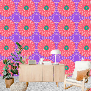 Kleurrijke moderne etnische Mandala-achtige motiev Behang