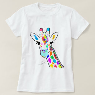 Kleurrijke moderne Giraffe kunst T-shirt