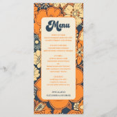 Kleurrijke Moderne Groovy Retro 70s Bloemen Bruilo Menu (Voorkant)