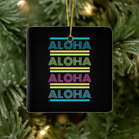 Kleurrijke moderne Hawaiaanse kerst-ALOHA Keramisch Ornament (Boom)