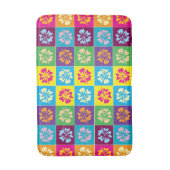 Kleurrijke moderne Hibiscus bloem patroon op maat Badmat (Voorkant Verticaal)