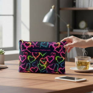Kleurrijke Moderne Meisje Neon Liefde Hart Geperso Etui