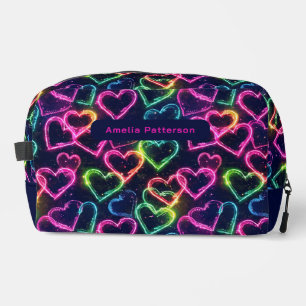 Kleurrijke Moderne Meisje Neon Liefde Hart Geperso Toilettasje