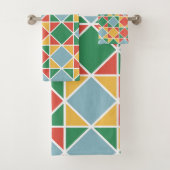 Kleurrijke moderne mideeuw l Multi kleuren Groen Bad Handdoek (Insitu)