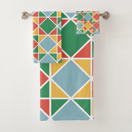 Kleurrijke moderne mideeuw l Multi kleuren Groen Bad Handdoek (Insitu)