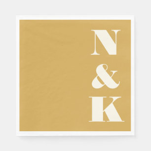 Kleurrijke moderne monogram beginletters gele trou servet