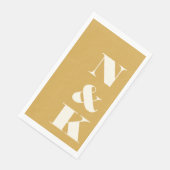 Kleurrijke moderne monogram initiaal gele bruiloft servet (Hoek)