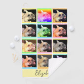 Kleurrijke moderne Portrait Grid Custom Name Golfhanddoek (Insitu)