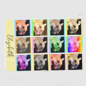 Kleurrijke moderne Portrait Grid Custom Name Golfhanddoek (Horizontaal)