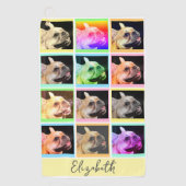 Kleurrijke moderne Portrait Grid Custom Name Golfhanddoek (Voorkant)
