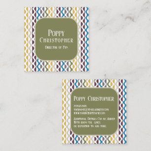 Kleurrijke moderne retro golf patroon 9.11 vierkante visitekaartje